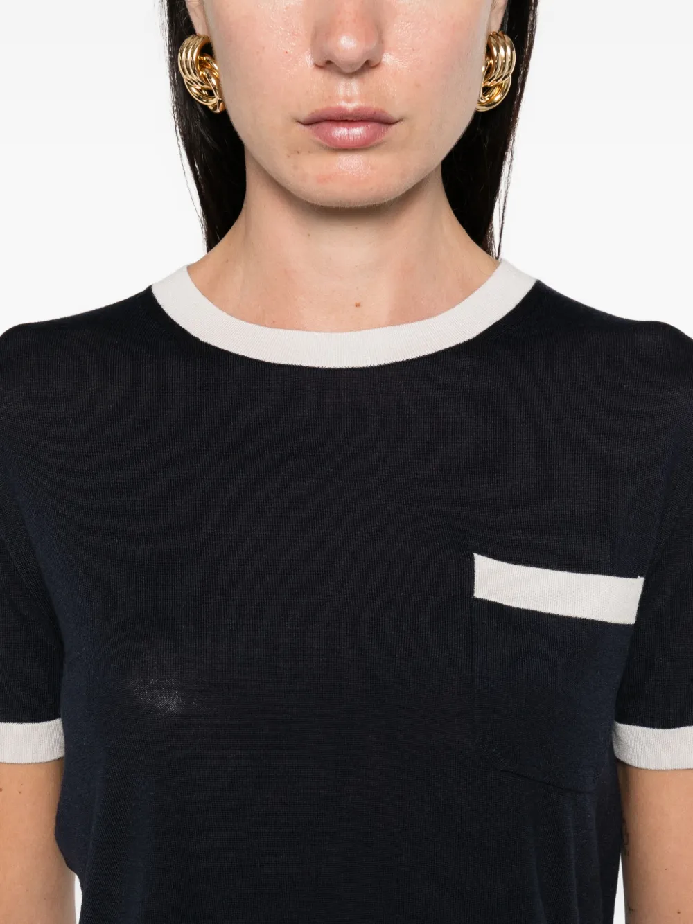 'S Max Mara contrast-trim wool top Blauw