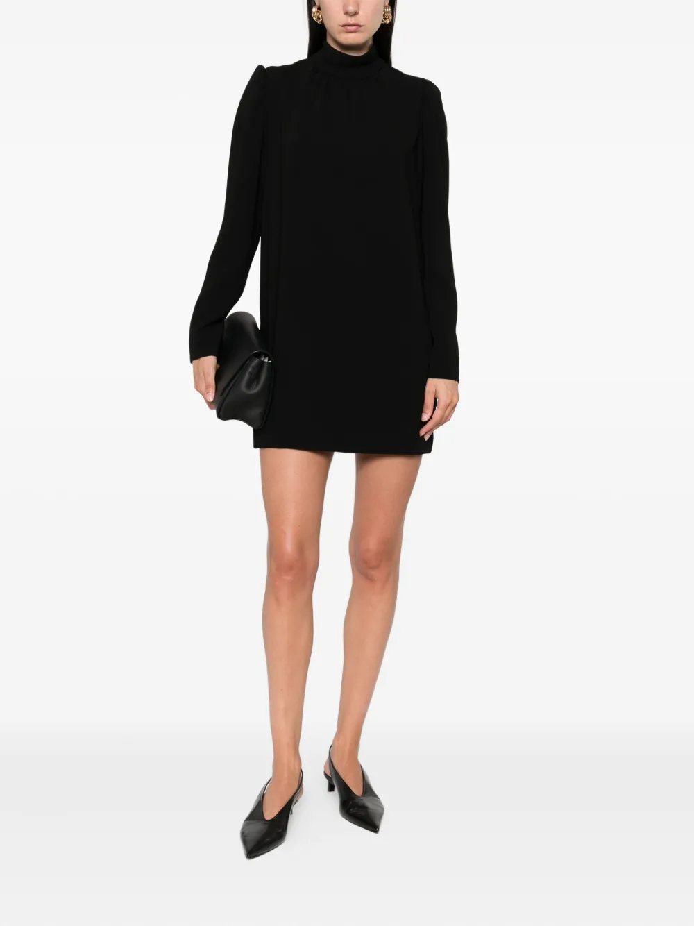 Max Mara high-neck long-sleeve dress Zwart