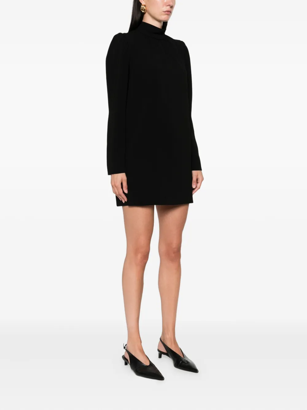 Max Mara high-neck long-sleeve dress Zwart