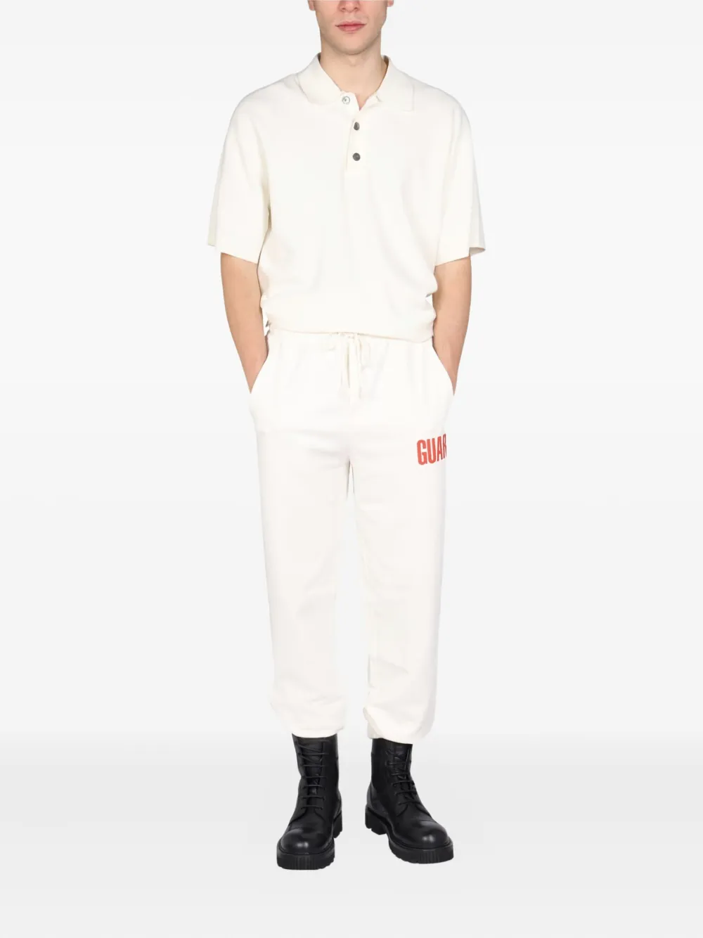 Helmut Lang drawstring graphic pants - Wit