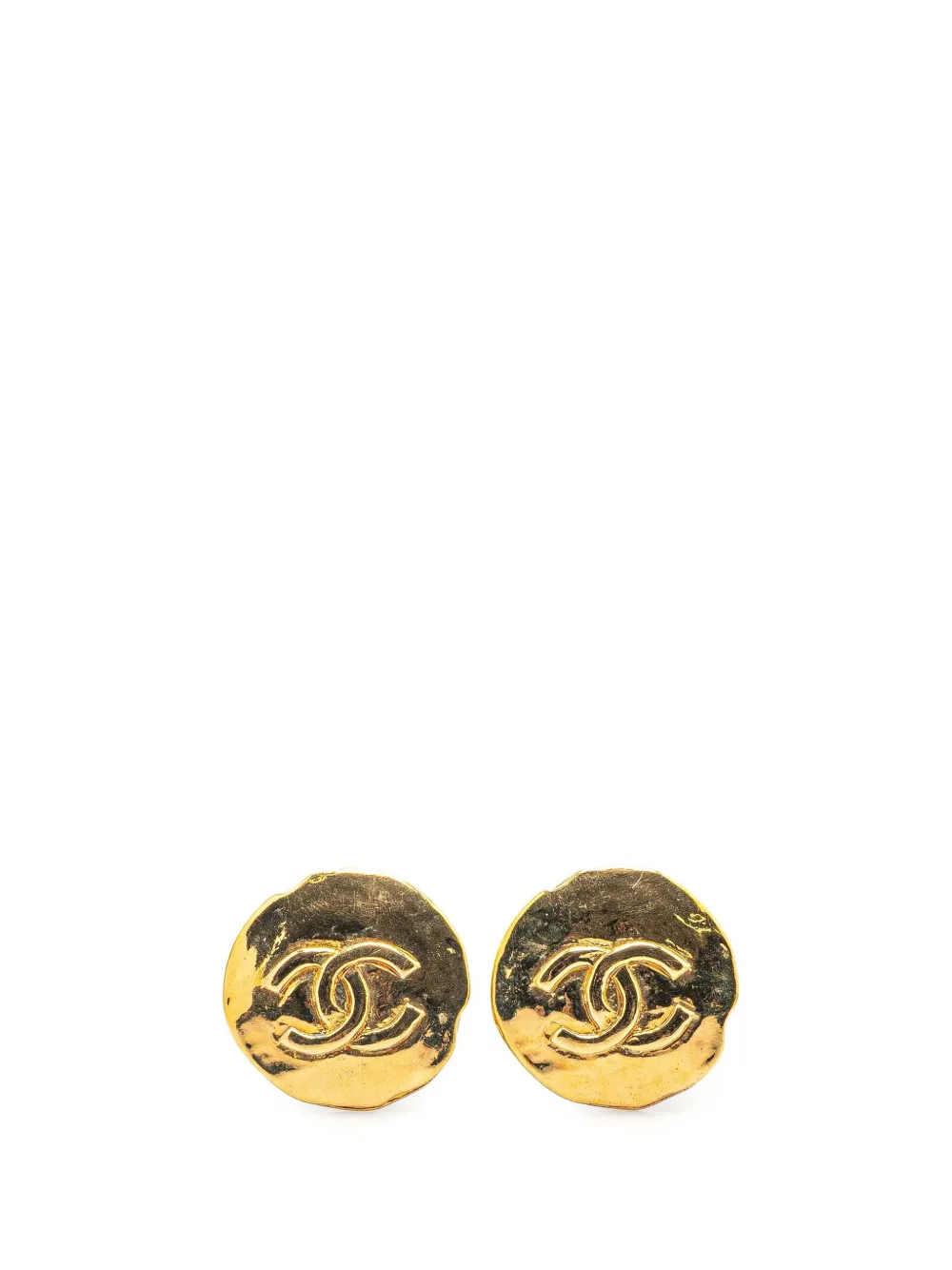 CHANEL Pre-Owned 1993 Gold Plated CC Round Clip On Earrings costume earrings | Gold | Image 1