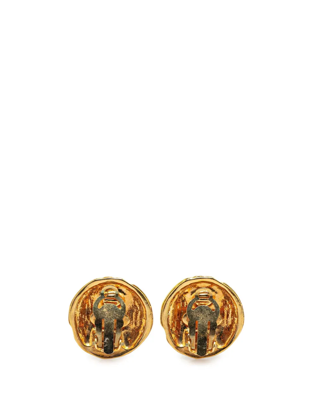 CHANEL Pre-Owned 1993 Gold Plated CC Round Clip On Earrings costume earrings | Image 2