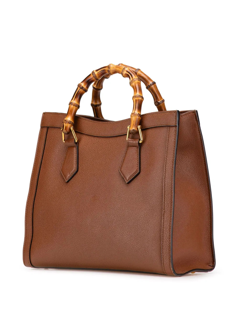 Pre-owned Gucci 2016-2025 Small Leather Bamboo Diana Satchel In Brown