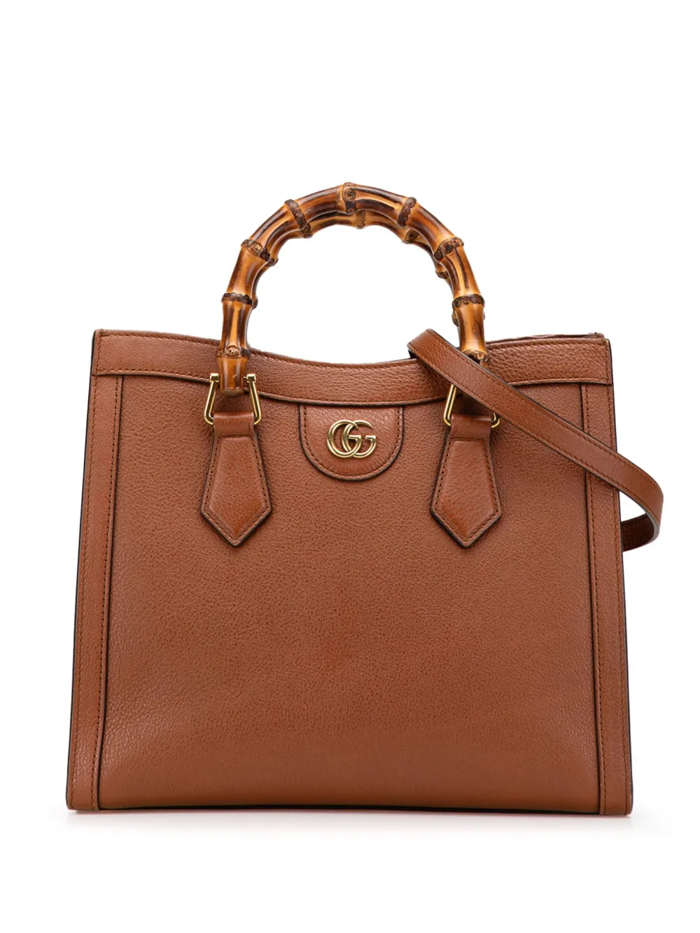 Gucci Pre-Owned 2016-2025 スモール レザー バンブー ダイアナ サッチェルバッグ - ブラウン Gucci Pre-Owned 2016-2025 スモール レザー バンブー ダイアナ サッチェルバッグ - ブラウン