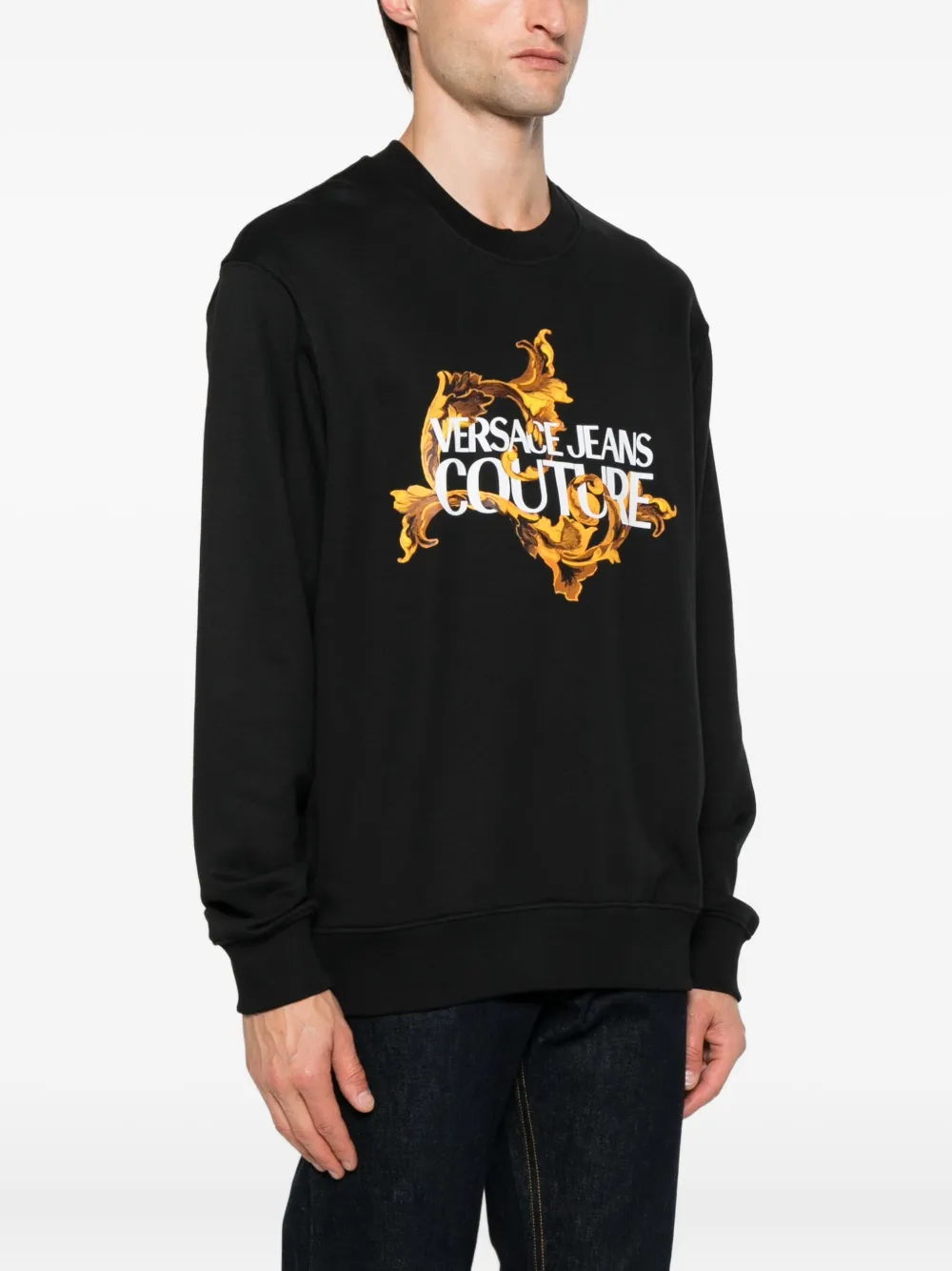 Versace Jeans Couture Sweater met barokprint Zwart