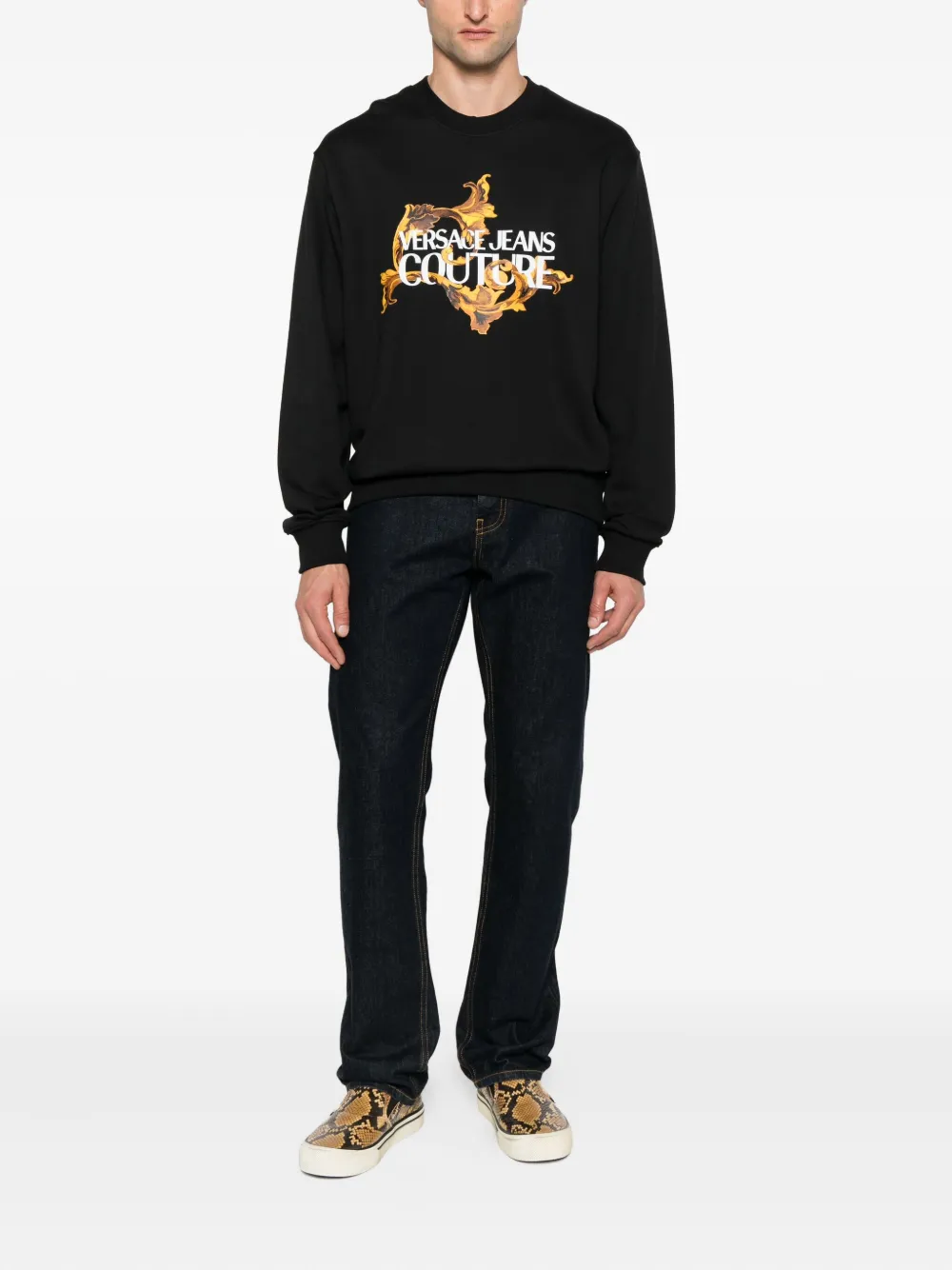 Versace Jeans Couture Sweater met barokprint Zwart