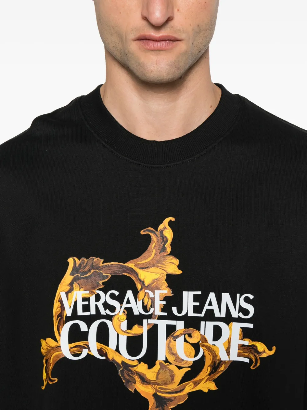 Versace Jeans Couture Sweater met barokprint Zwart
