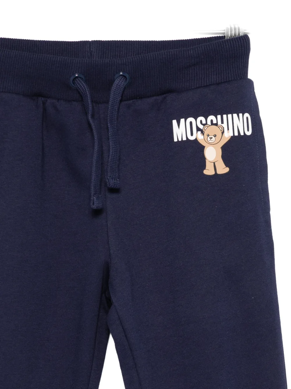 Moschino Kids Broek met trekkoord en teddybeerprint Blauw