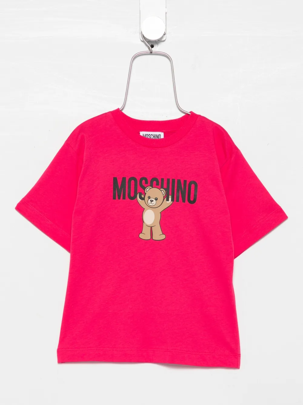 Moschino Kids Katoenen T-shirt met teddybeerprint Roze