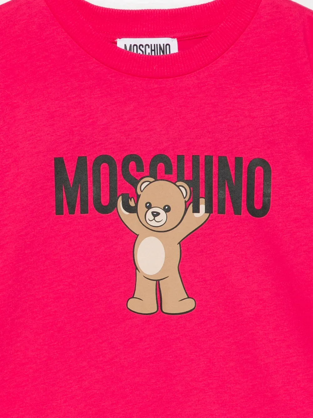 Moschino Kids Katoenen T-shirt met teddybeerprint Roze