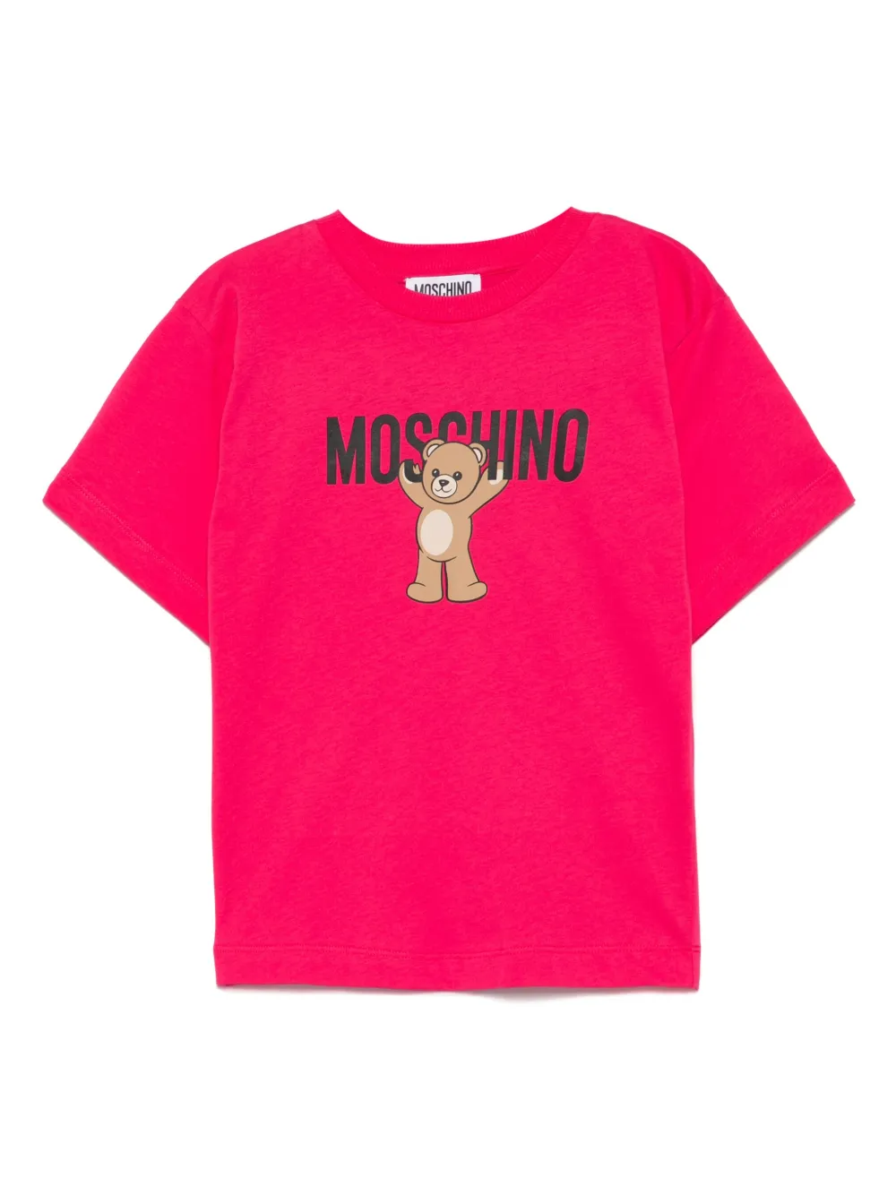 Moschino Kids Katoenen T-shirt met teddybeerprint Roze