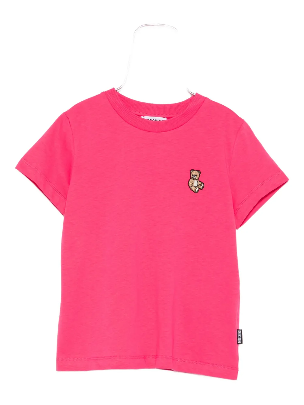 Moschino Kids teddy-embroidered cotton T-shirt Roze