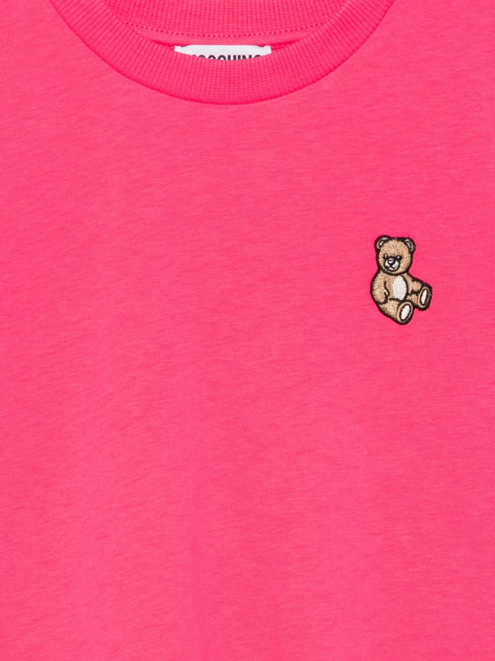 Moschino Kids teddy-embroidered cotton T-shirt Roze