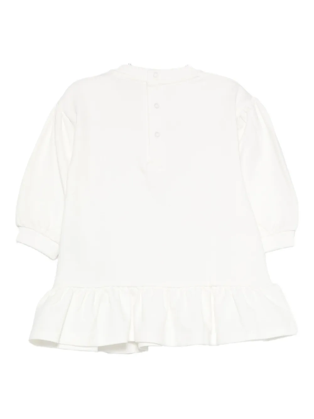 Moschino Kids teddy-print ruffled dress Wit
