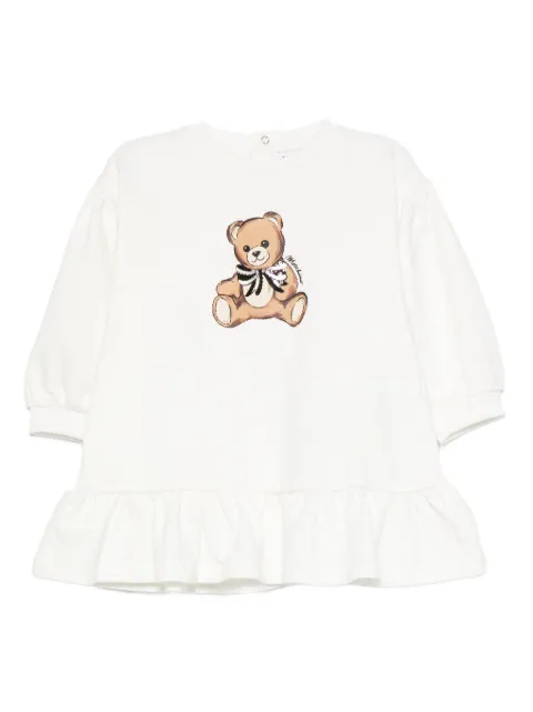 Moschino Kids teddy-print ruffled dress