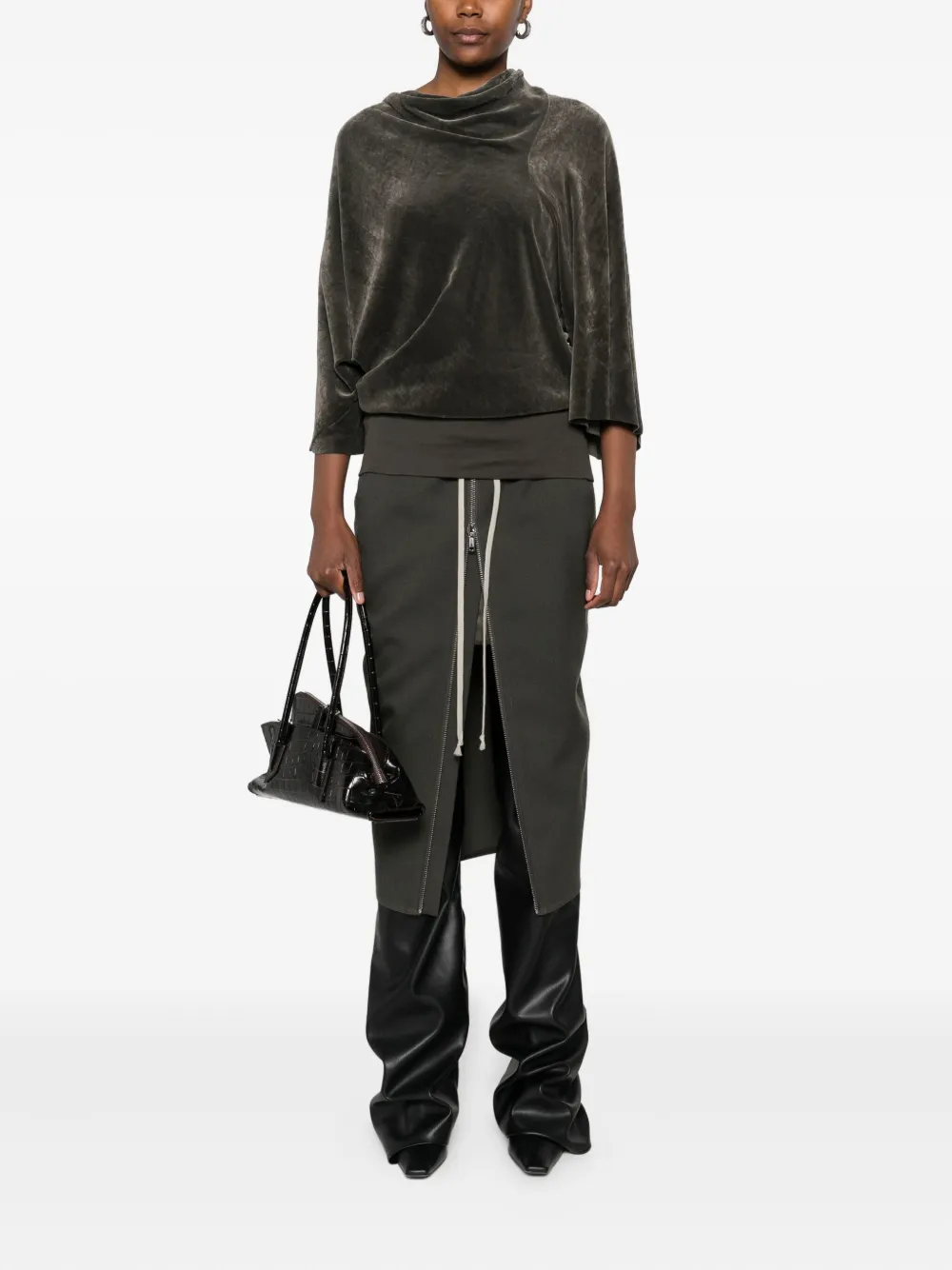 Rick Owens Drawstring Zip-front Midi Skirt