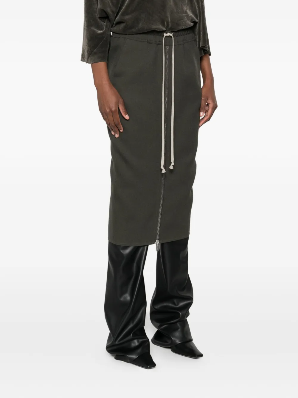 Rick Owens Drawstring Zip-front Midi Skirt