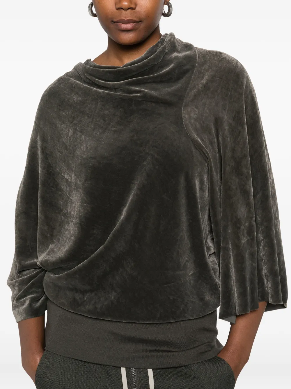 Rick Owens Concordians Cylinder draped bell-sleeve top Groen