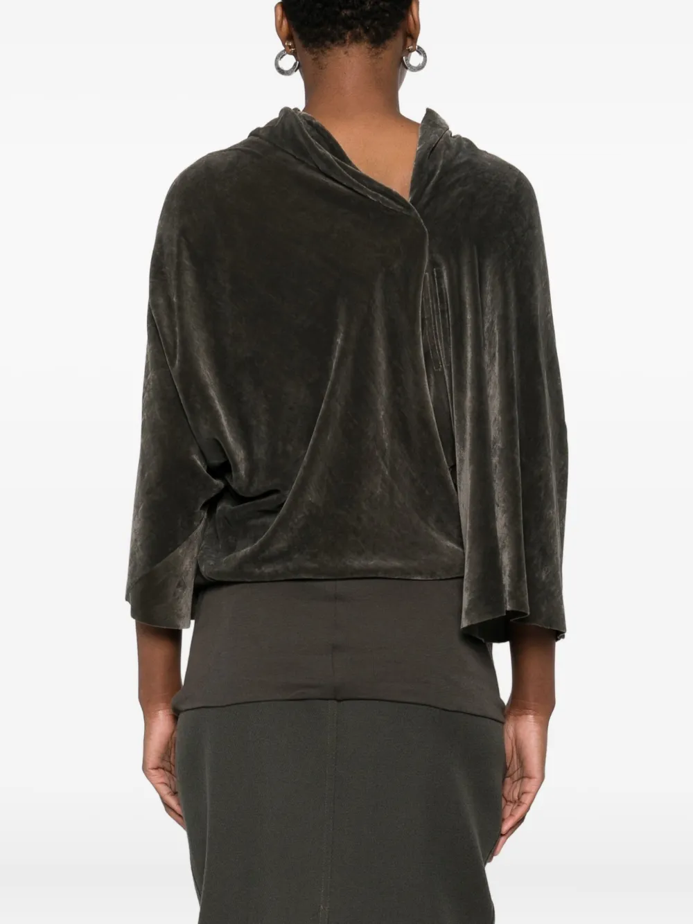 Rick Owens Concordians Cylinder draped bell-sleeve top Groen
