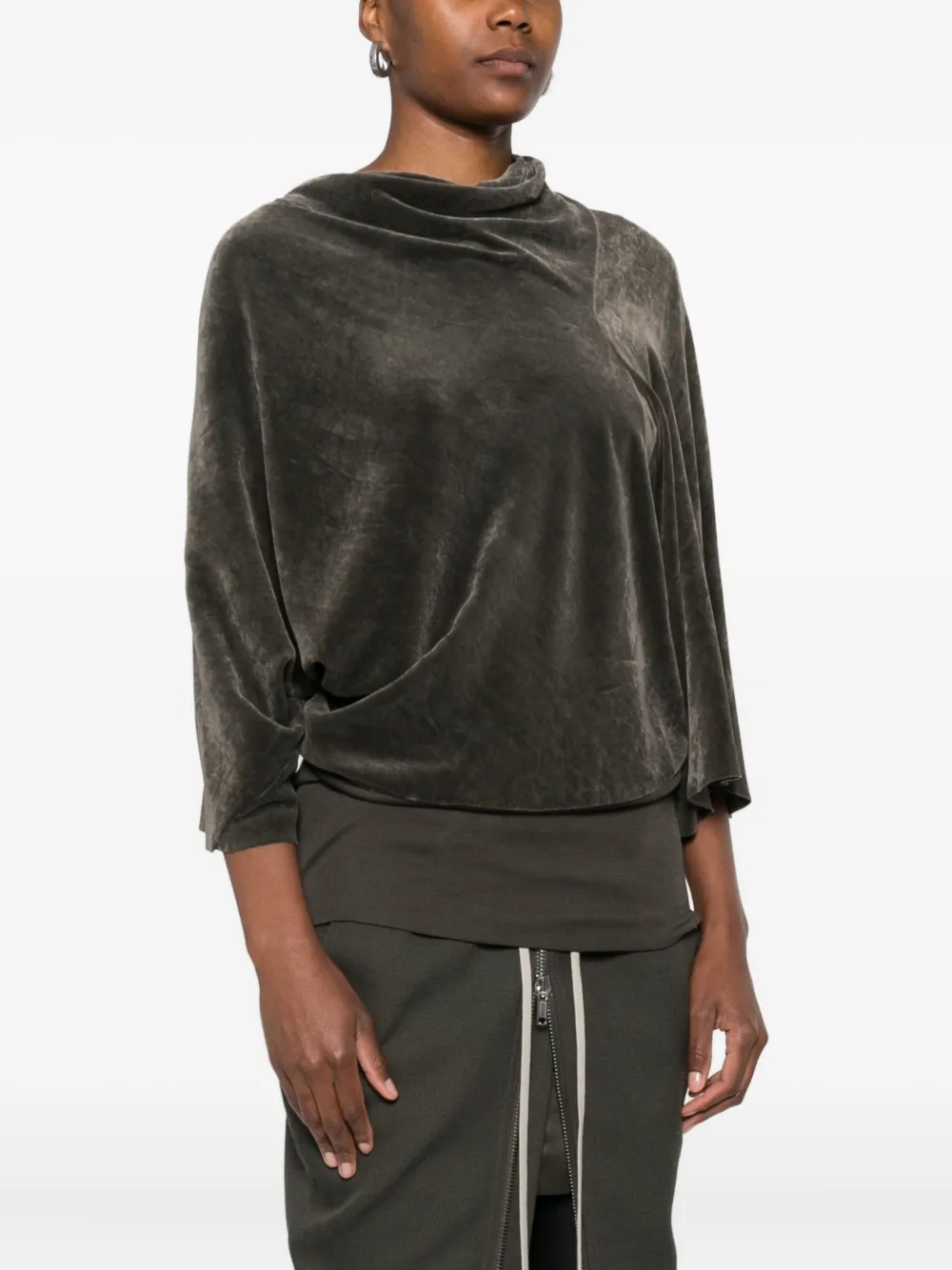 Rick Owens Concordians Cylinder draped bell-sleeve top Groen