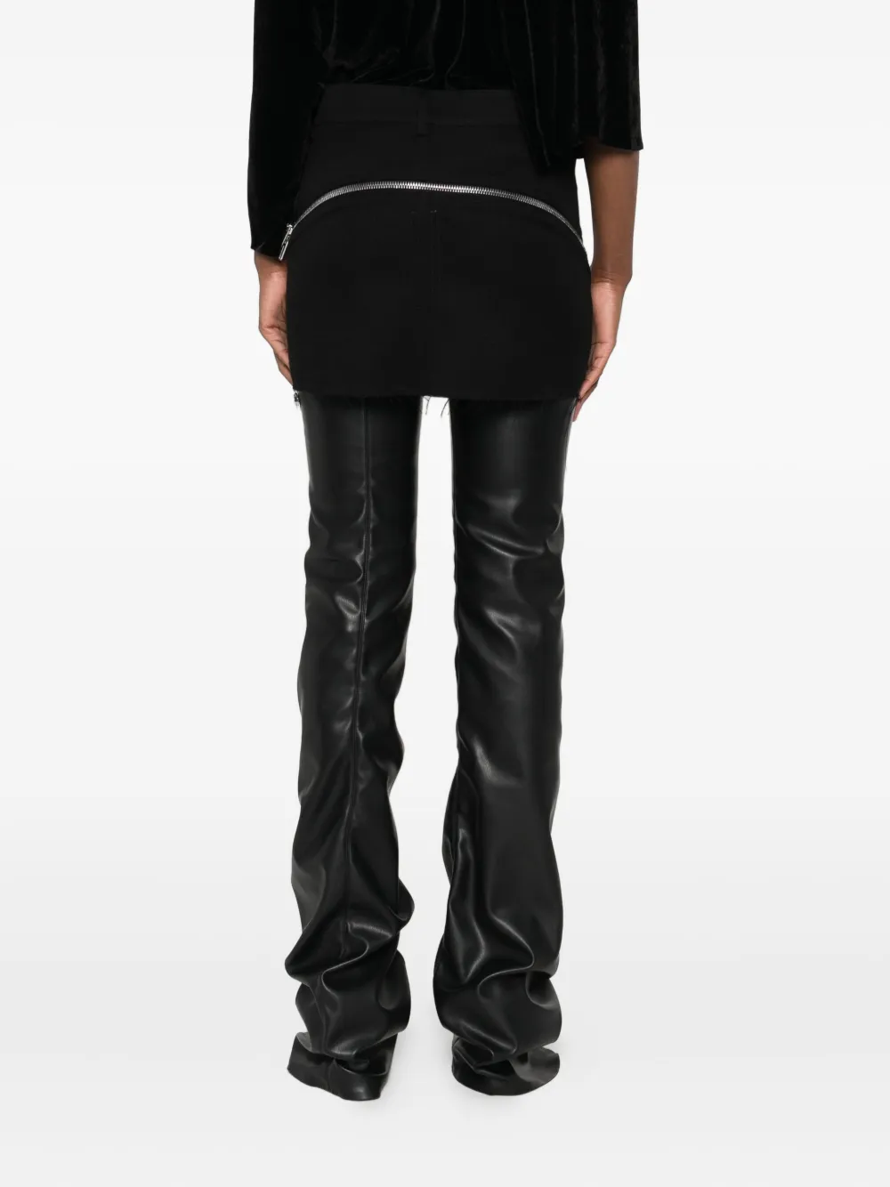 Rick Owens Mini-rok met ritsdetail en franje Zwart