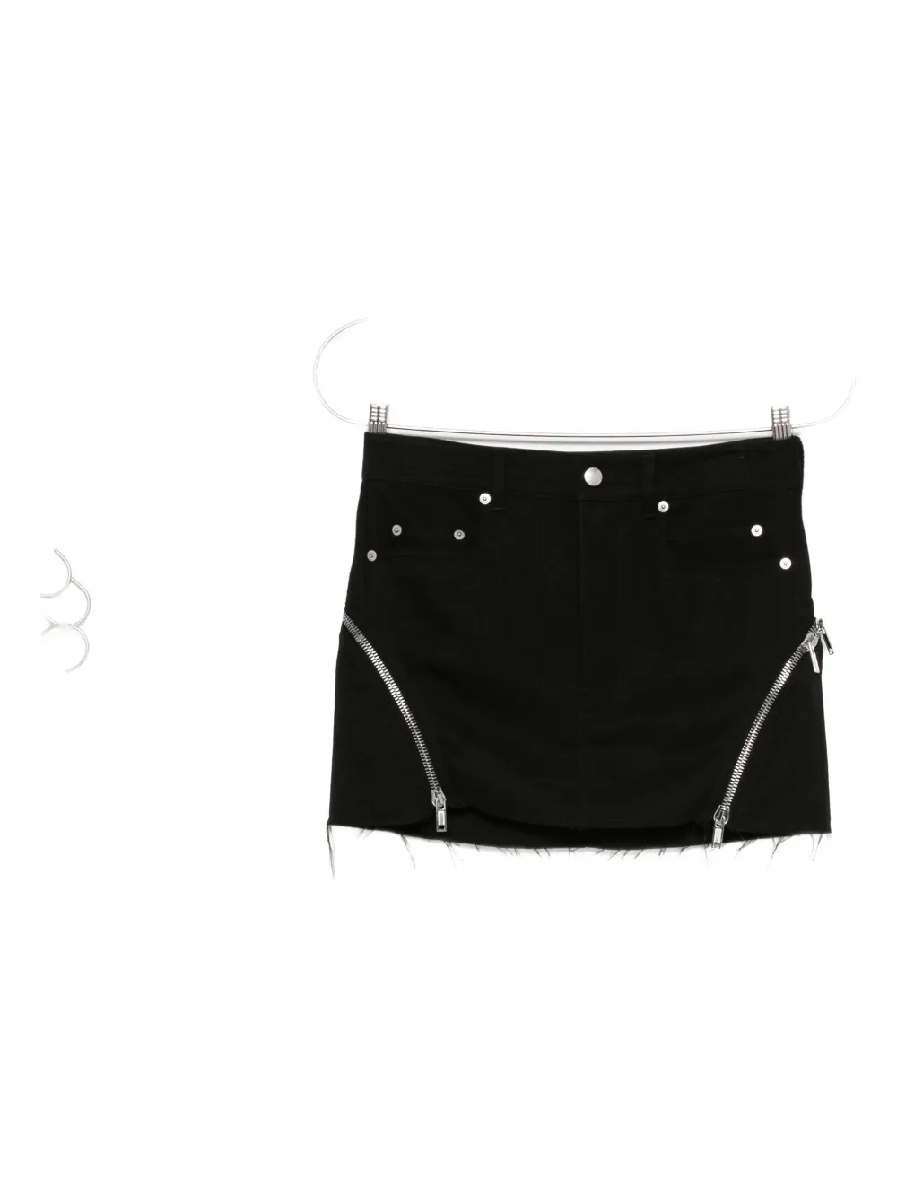 Rick Owens zip-detail frayed mini skirt - Nero
