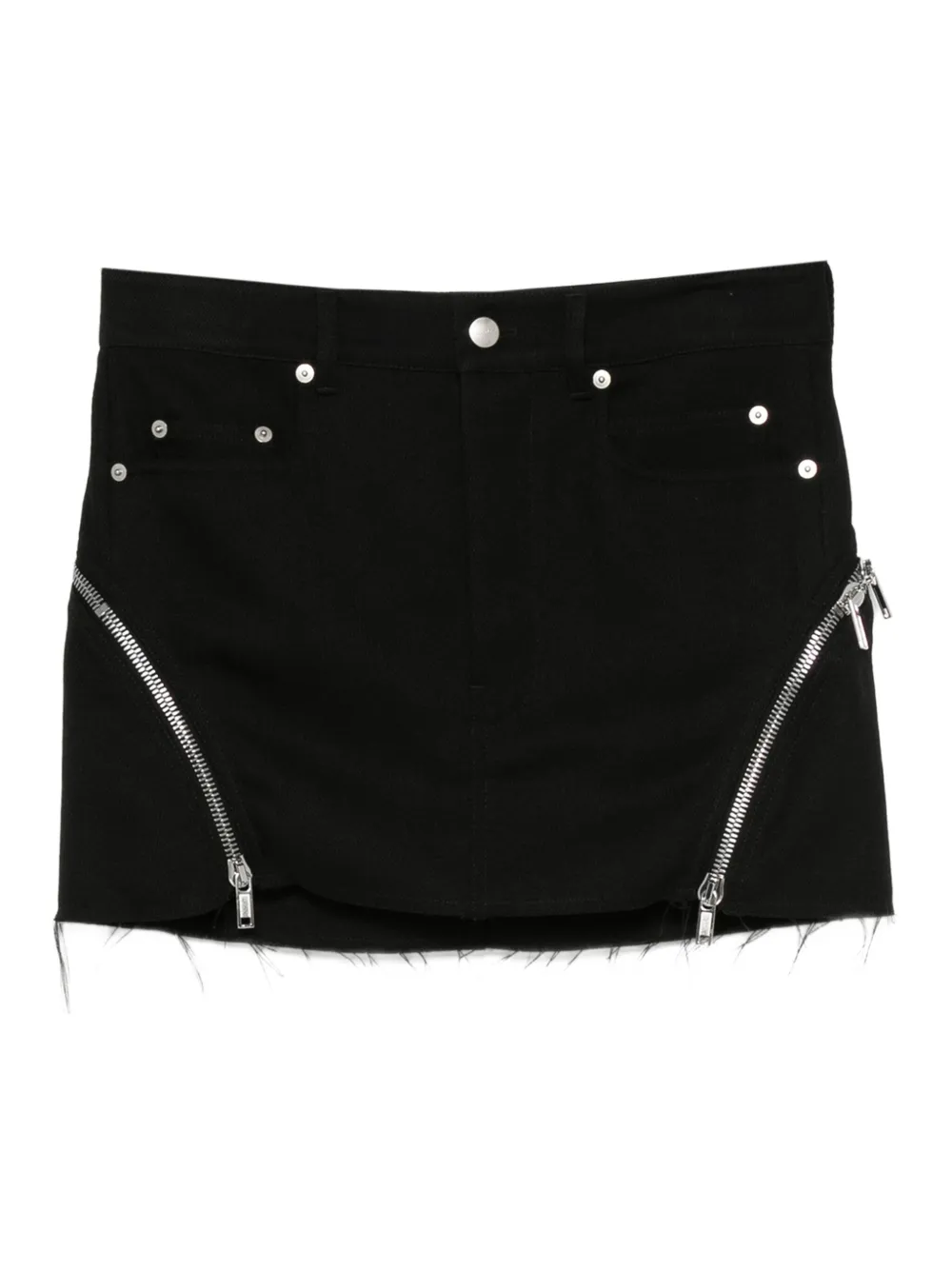 Rick Owens zip-detail frayed mini skirt | Black | Image 1