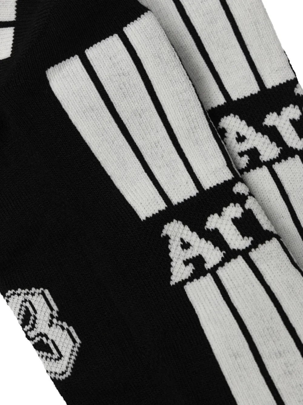 Aries Pointing-hand Striped Socks In Black