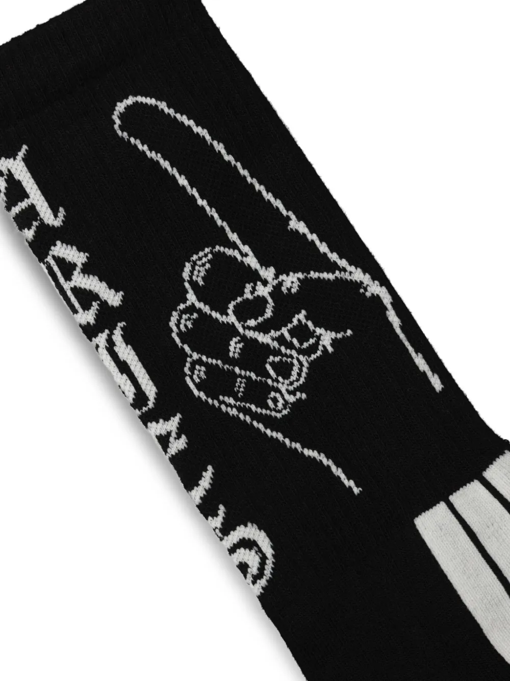 Aries Pointing-hand Striped Socks In Black