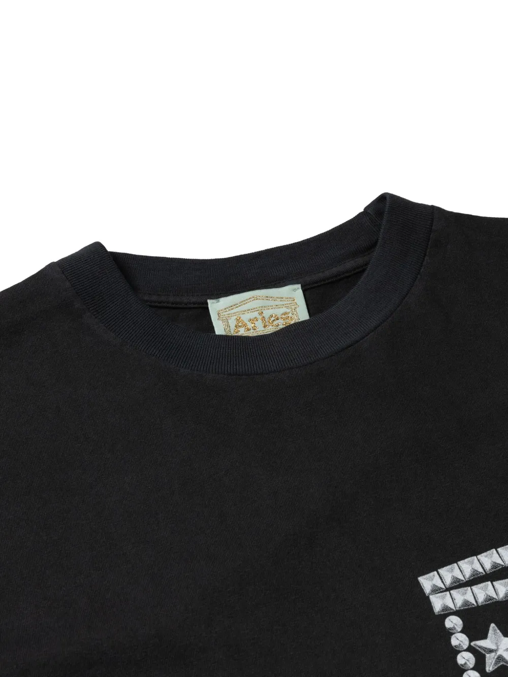 Aries Star-studded Print T-shirt In Black