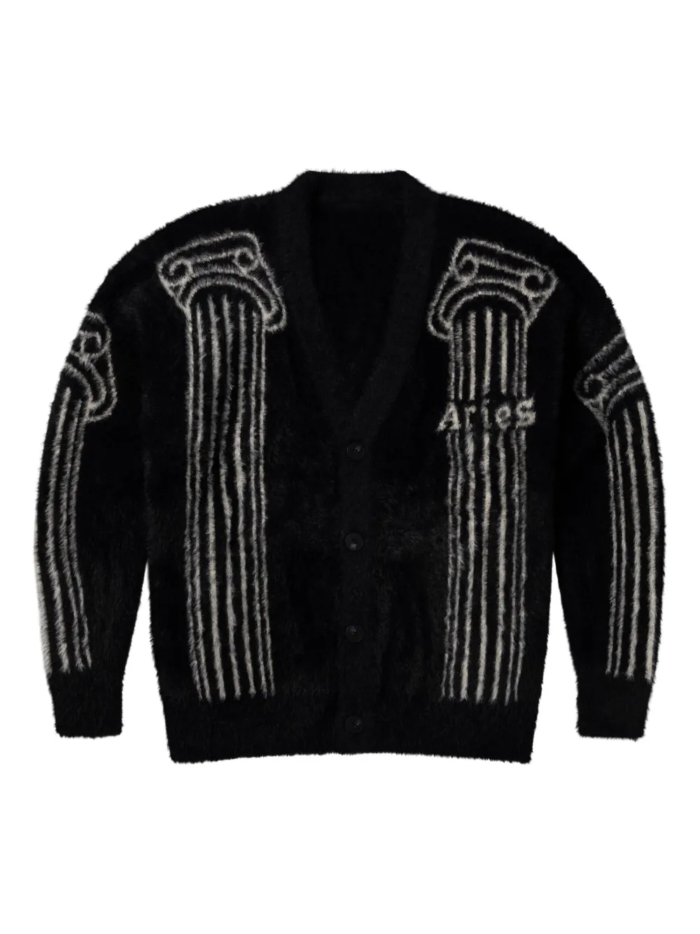 Aries column-intarsia cardigan | Black | Image 1