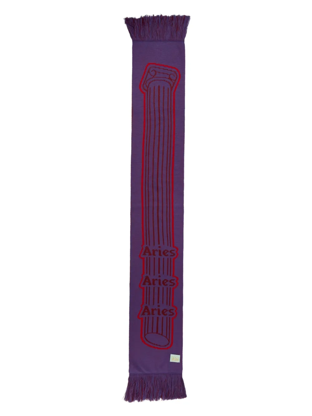 Aries mascada con flecos y columna estampada | rojo | Image 1