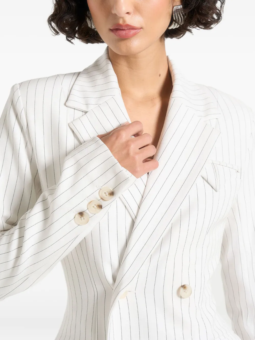 Manière De Voir Maia blazer met dubbele rij knopen en krijtstreep Wit
