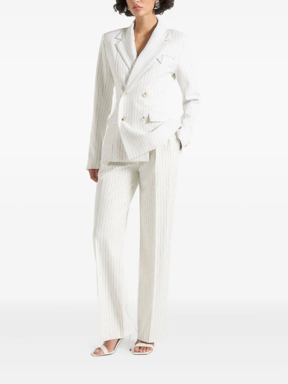 Manière De Voir Maia blazer met dubbele rij knopen en krijtstreep Wit