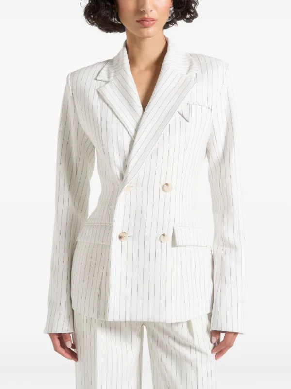 Manière De Voir Maia Pinstripe double-breasted Blazer White FARFETCH IN