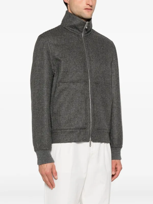 BRUNELLO CUCINELLI ジャケット ダークグレー Brunello Cucinelli check-pattern zip-up Bomber Jacket | Grey