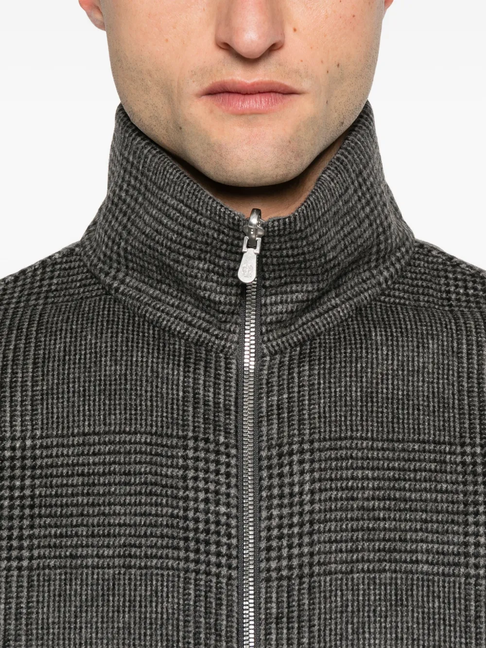 Brunello Cucinelli Geruit bomberjack met rits Grijs