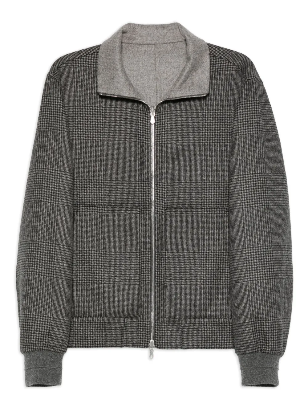 Brunello Cucinelli Geruit bomberjack met rits Grijs
