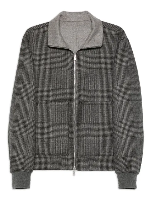 Brunello Cucinelli check-pattern zip-up bomber jacket