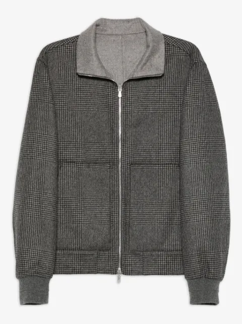 Brunello Cucinelli check-pattern zip-up bomber jacket