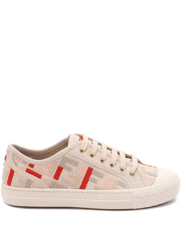 【FENDI】 Domino FENDI Domino Canvas Sneakers | Neutrals | FARFETCH