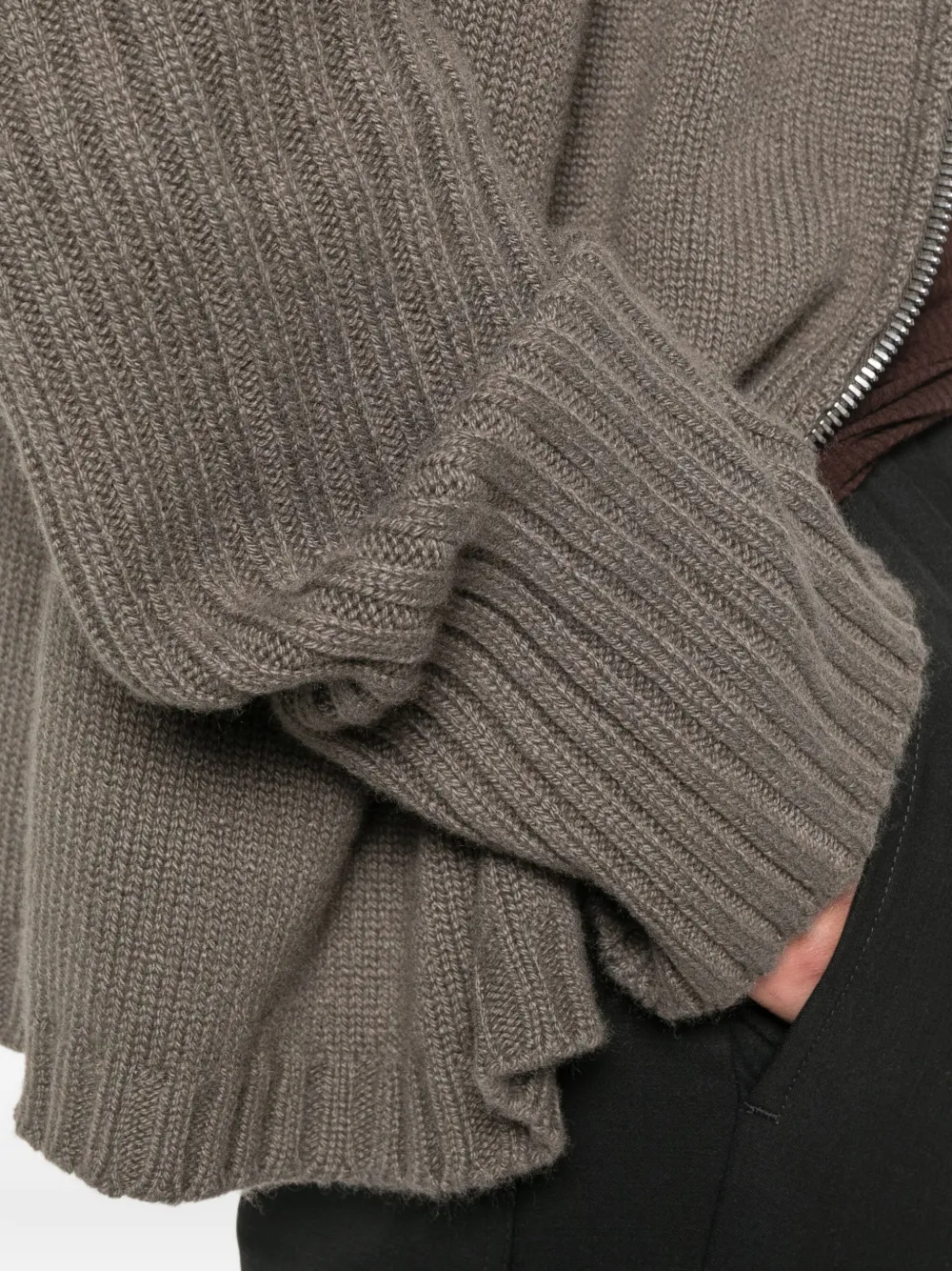 Rick Owens Vest met capuchon en geribbelde cuffs Grijs