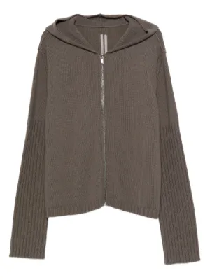 パーカー・フーディ RICK OWENS Hooded wool cardigan Rick Owens 100%Wool Hooded Cardigan with Button Closure