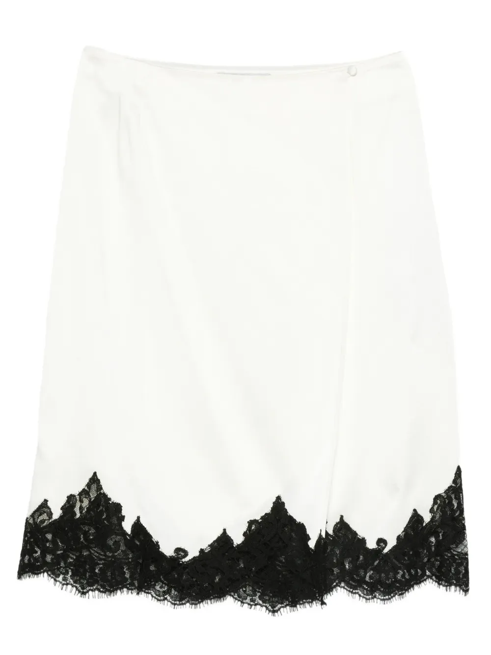 Stella McCartney Satijnen midi-rok met kanten afwerking Beige
