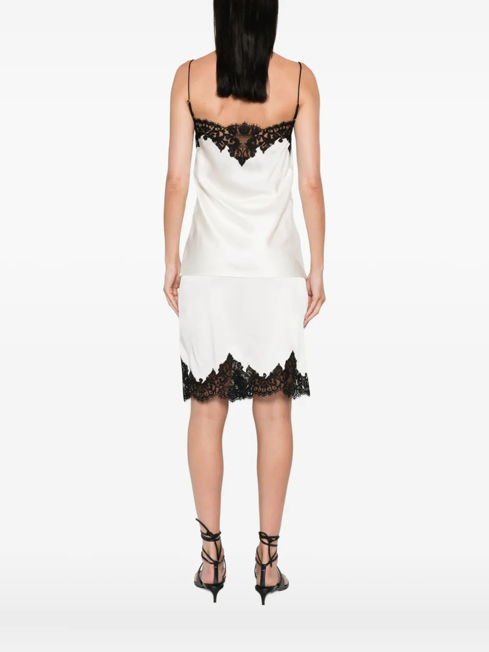 Stella McCartney Satijnen mouwloze top met kant Beige
