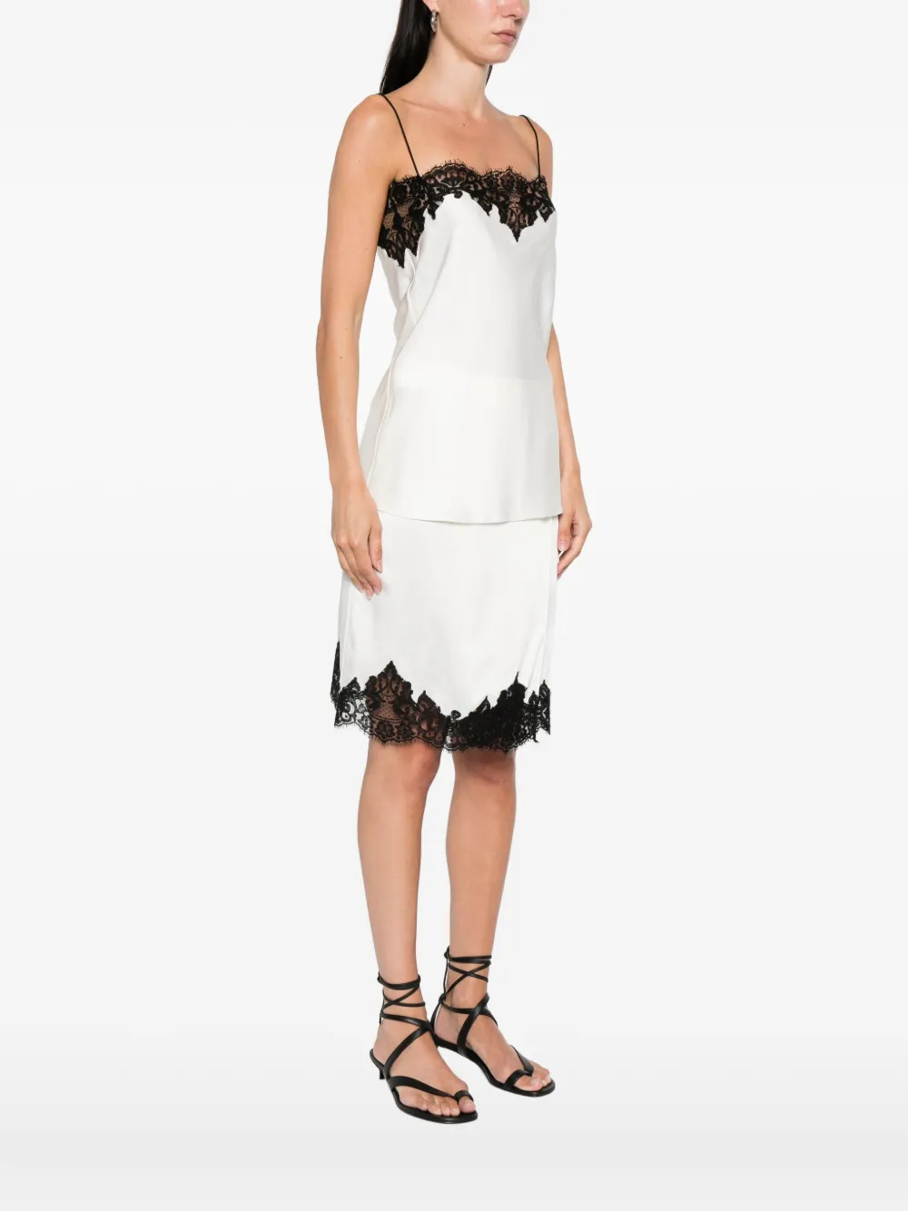 Stella McCartney Satijnen mouwloze top met kant Beige