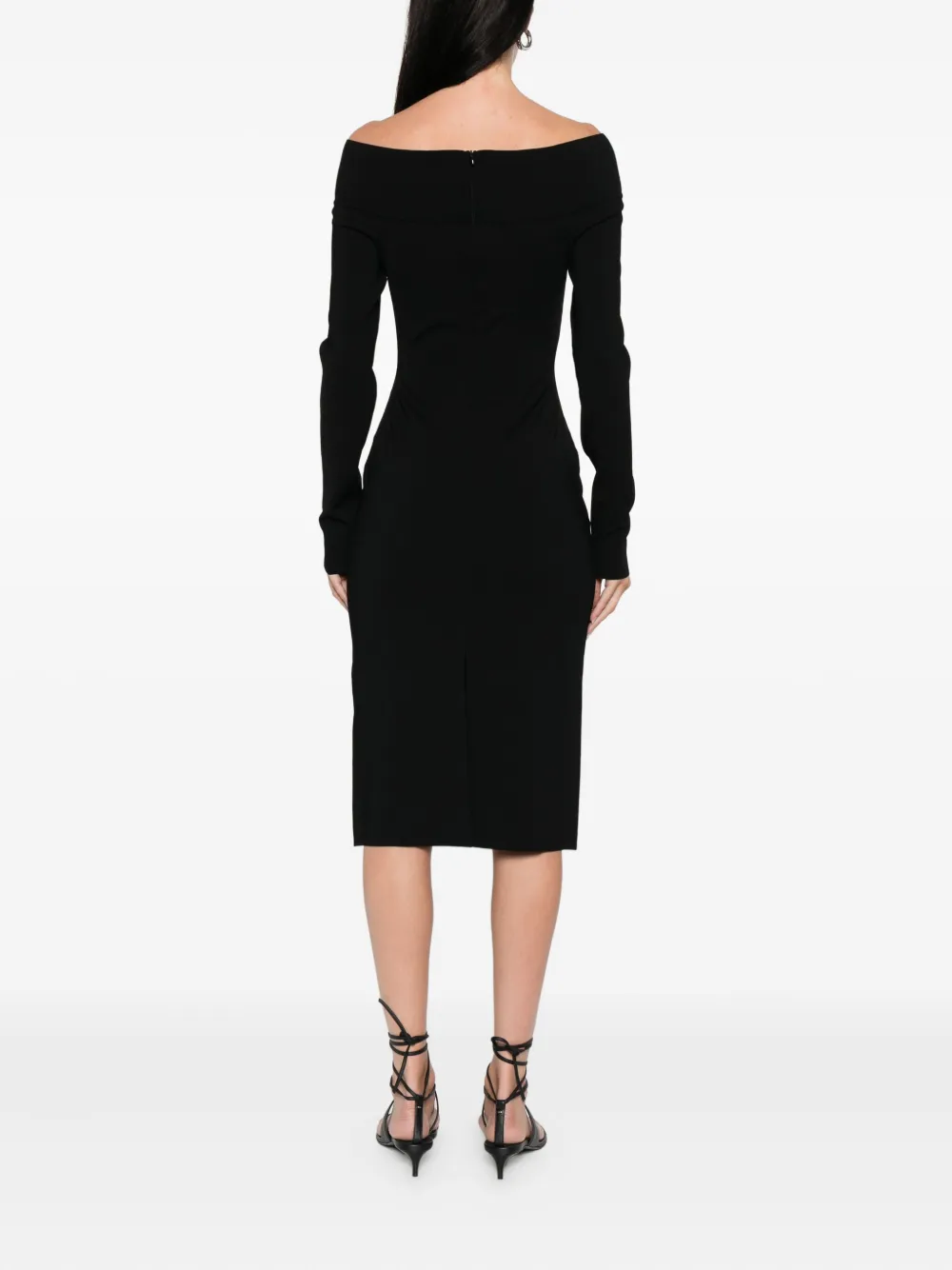 Stella McCartney Off-shoulder midi-jurk Zwart