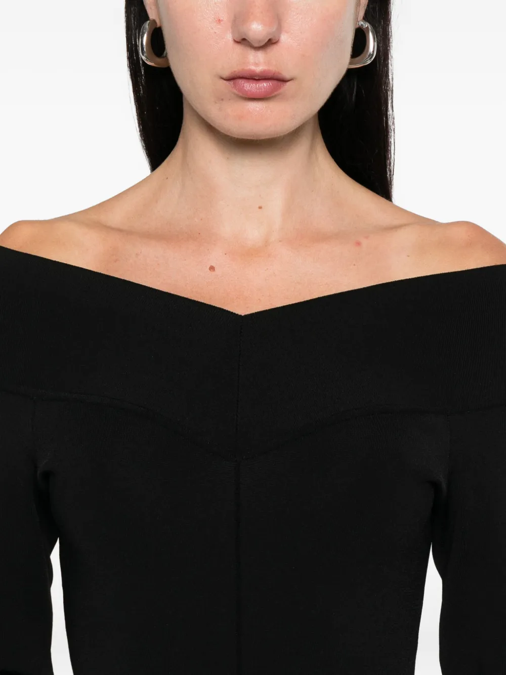 Stella McCartney Off-shoulder midi-jurk Zwart