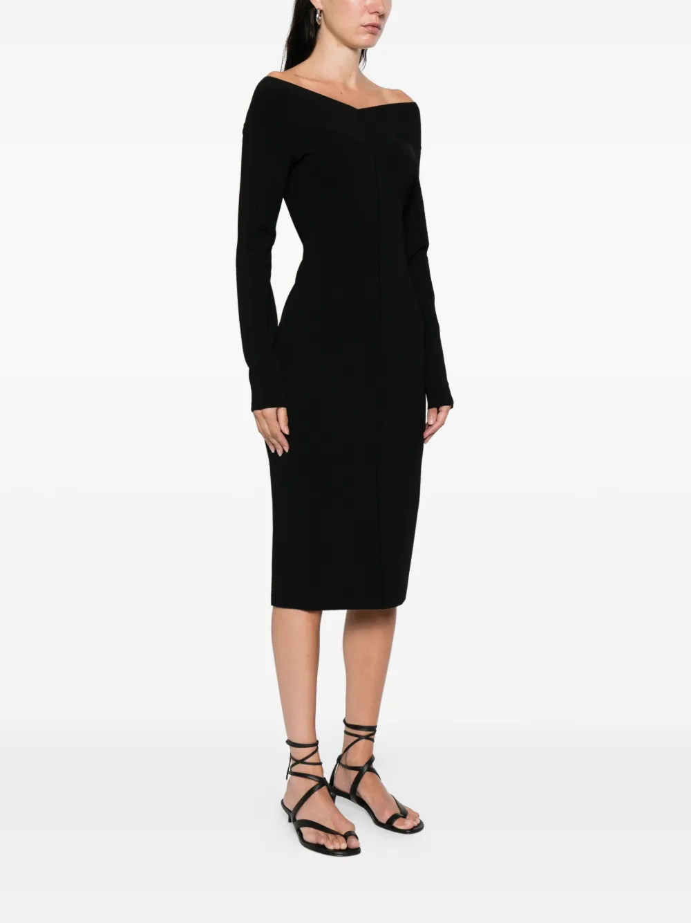 Stella McCartney Off-shoulder midi-jurk Zwart