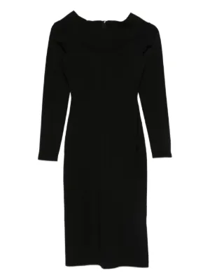 striped knit cape style midi dress by stella mccartney Ribbed | Black Rib knit